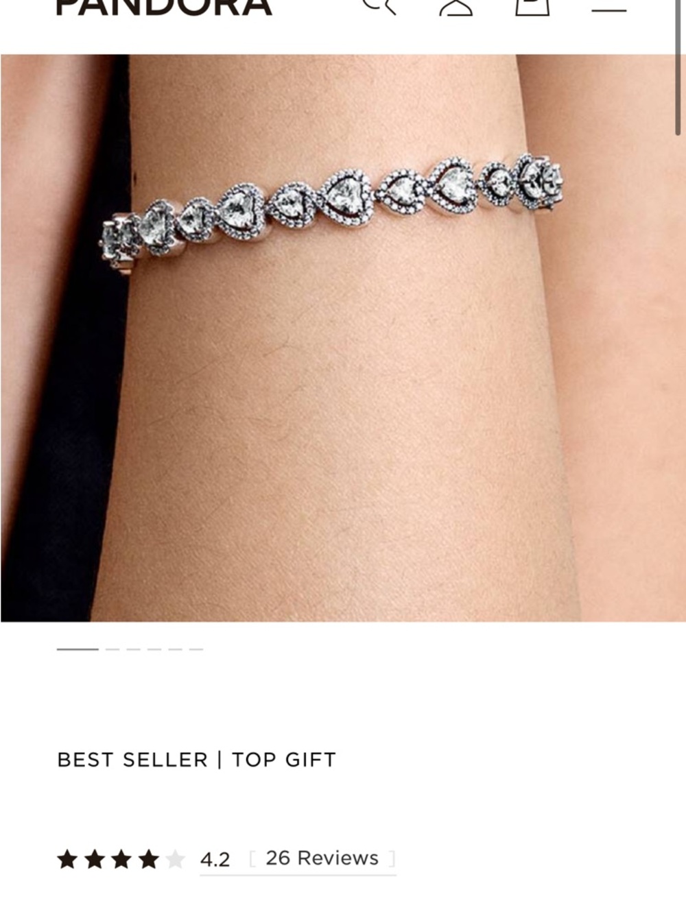 Pandora Silver Heart Link Bracelet with Sparkling Stones
